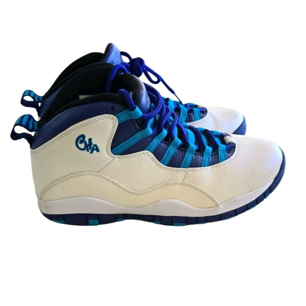 Air Jordan 10 Retro Mens Charlotte Hornets Shoes Size 10.5 Athletic White